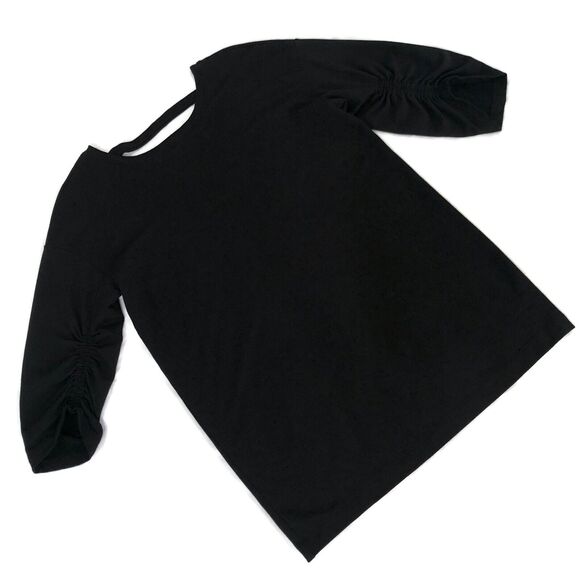 Splendid Womens Black Dress North Coast French Terry Shirred Popover Size M NWOT - Picture 6 of 12